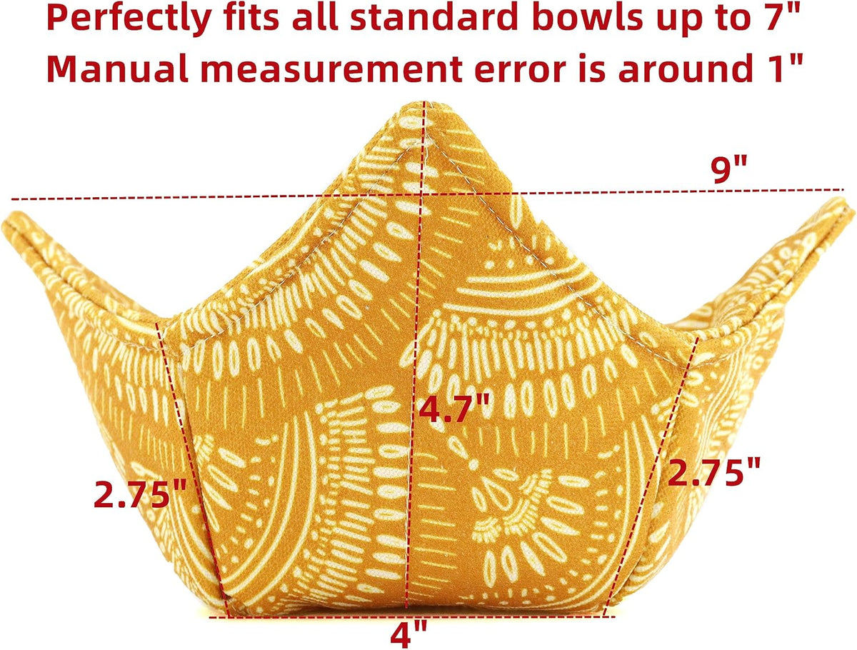 Cotton Microwavable Bowl Cozy, Microwave-Safe Hot Bowl Holders, Soup Bowl Cozy Bowl Hot Pads (A)