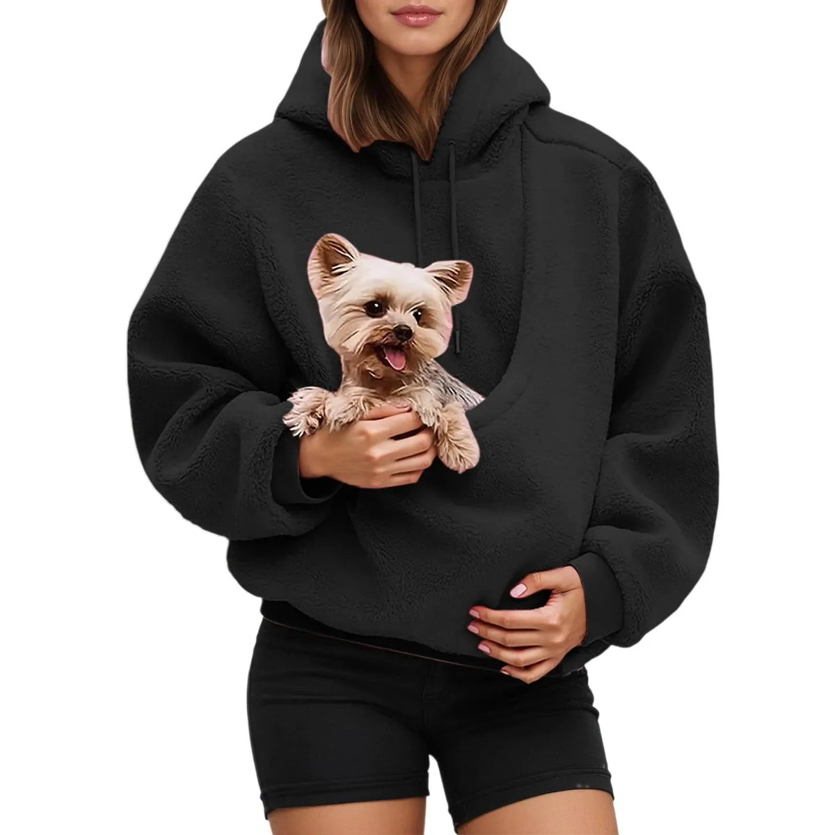 Pocket Style Pet in Plush Loose Fitting Hooded Sweatshirt for Men a Nd Women New Fashion Solid Color Comforatble Hoodie 2025