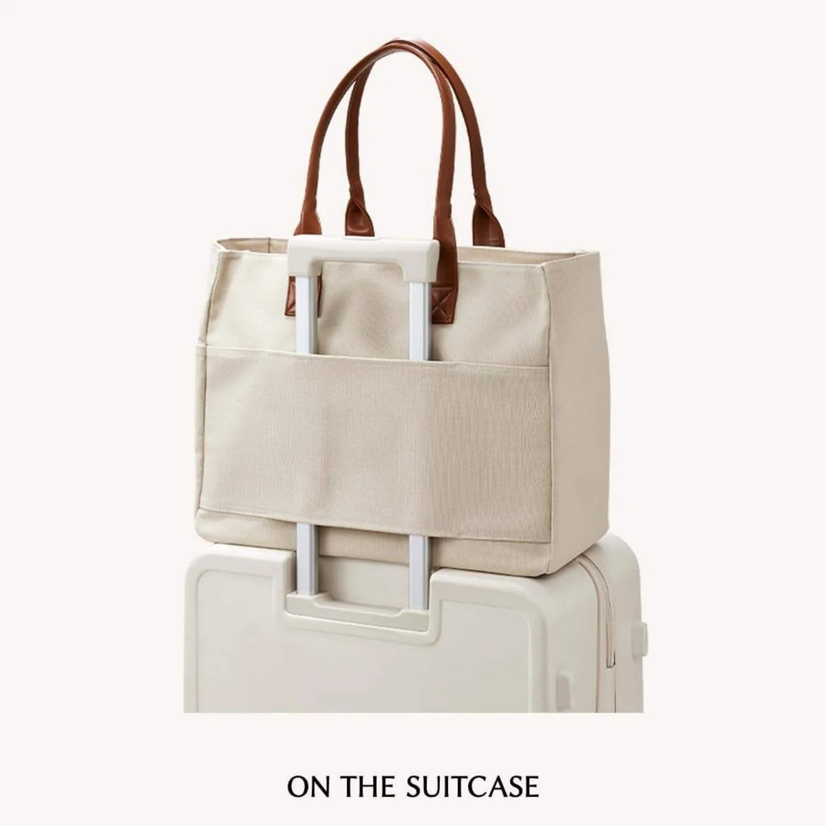 Personalized Initial Canvas Tote Bag Set with Matching Makeup Bags - Large Work Tote Bag with 15" Laptop Compartment