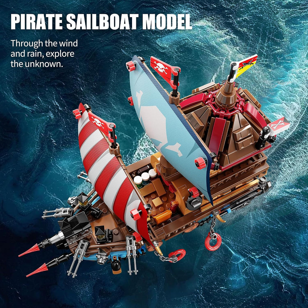 Pirate Ship Building Kit 916 Pcs with LED Lights, Creative Pirate Toy Model