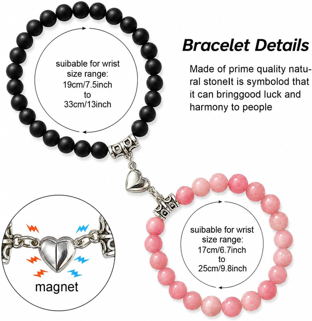 Matching Heart Magnetic Bracelets - Valentine'S Day Gifts for Couple, Boyfriend, Girlfriend, Husband, Wife, Lovers (5096)