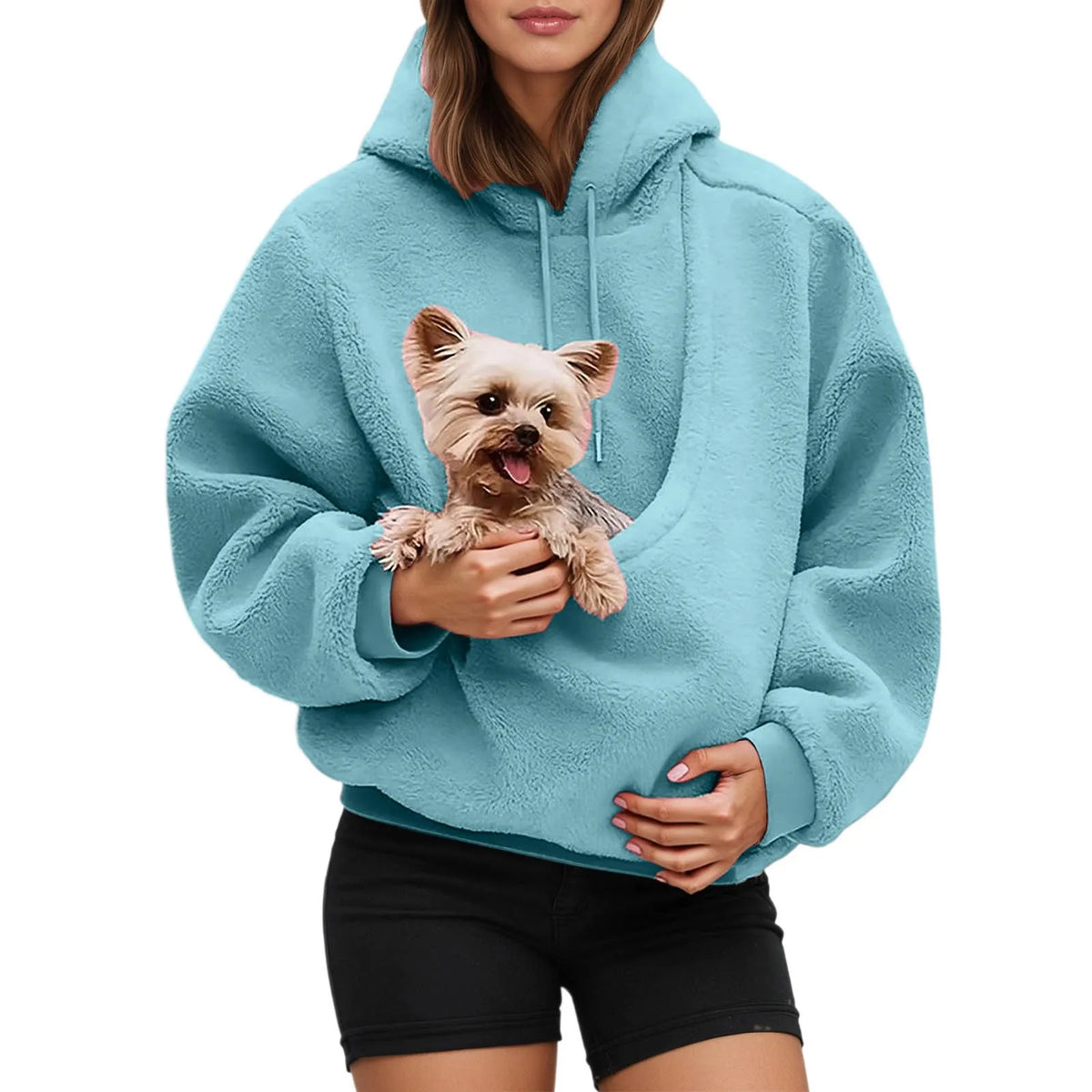 Pocket Style Pet in Plush Loose Fitting Hooded Sweatshirt for Men a Nd Women New Fashion Solid Color Comforatble Hoodie 2025