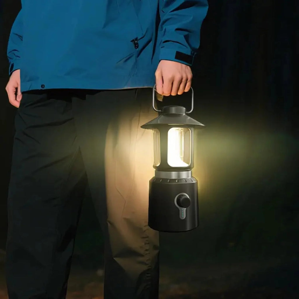 Rechargeable LED Camping Lantern – Portable Telescopic Vintage Camping Light with 8000Mah Battery
