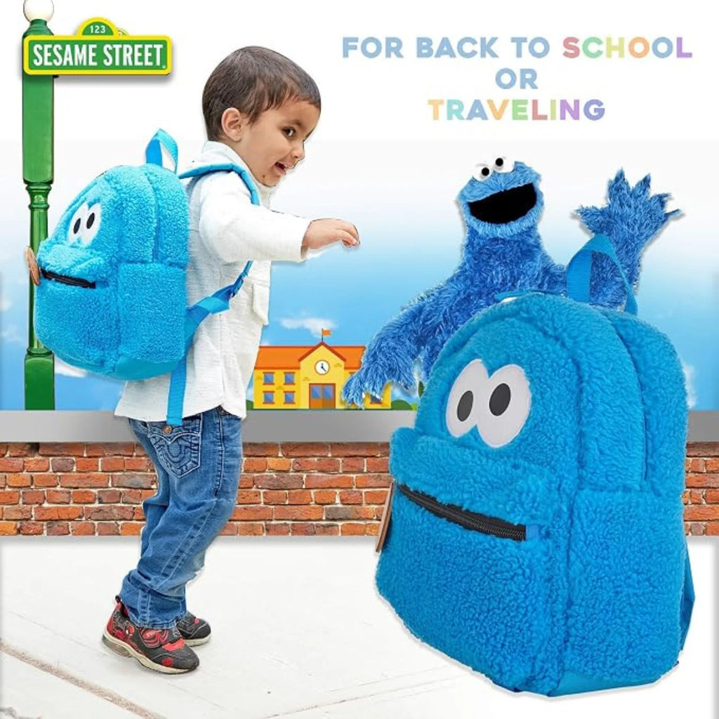 Sesame Street Elmo & Cookie Monster Mini Backpacks for Toddlers, Kids, School & Travel