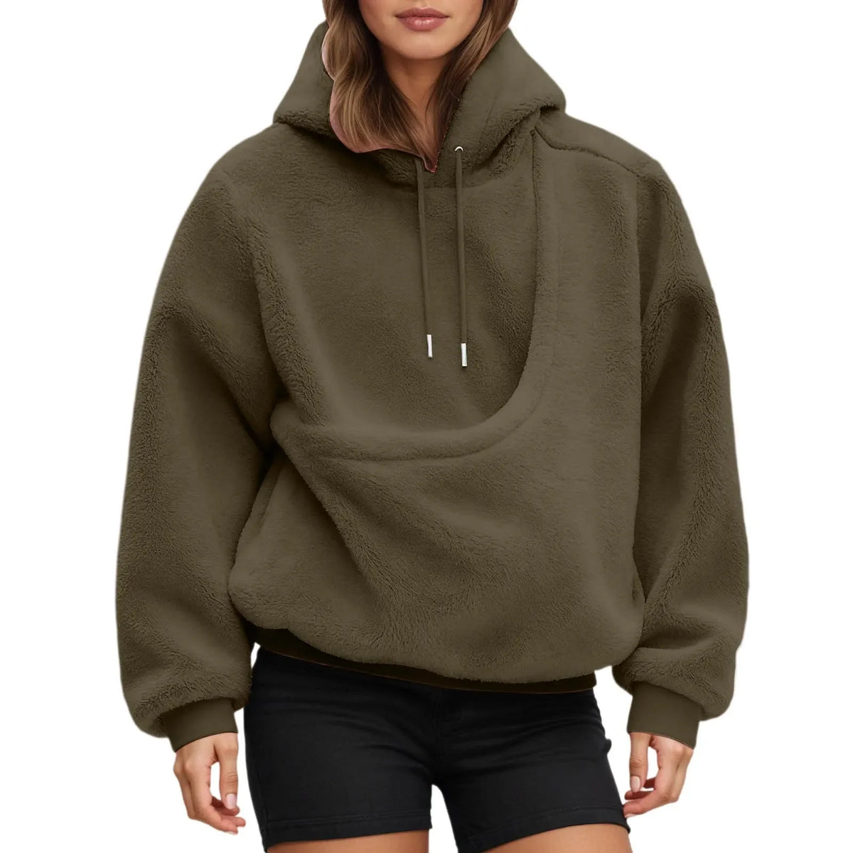 Pocket Style Pet in Plush Loose Fitting Hooded Sweatshirt for Men a Nd Women New Fashion Solid Color Comforatble Hoodie 2025