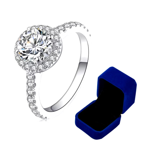 100% Moissanite Rings 1CT 2CT 3CT Brilliant Diamond Halo Engagement Rings for Women Girls Promise Gift Sterling Silver Jewelry