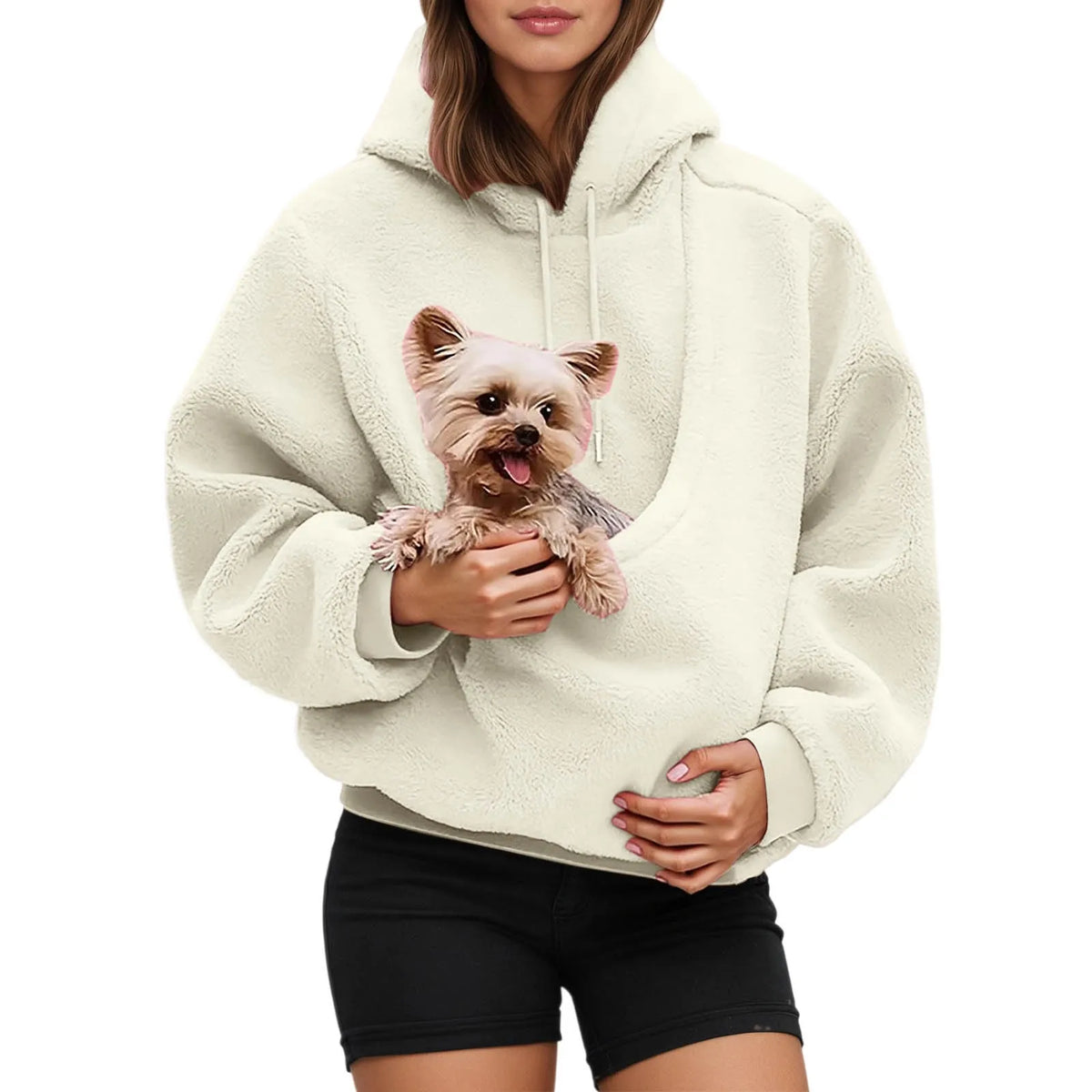 Pocket Style Pet in Plush Loose Fitting Hooded Sweatshirt for Men a Nd Women New Fashion Solid Color Comforatble Hoodie 2025