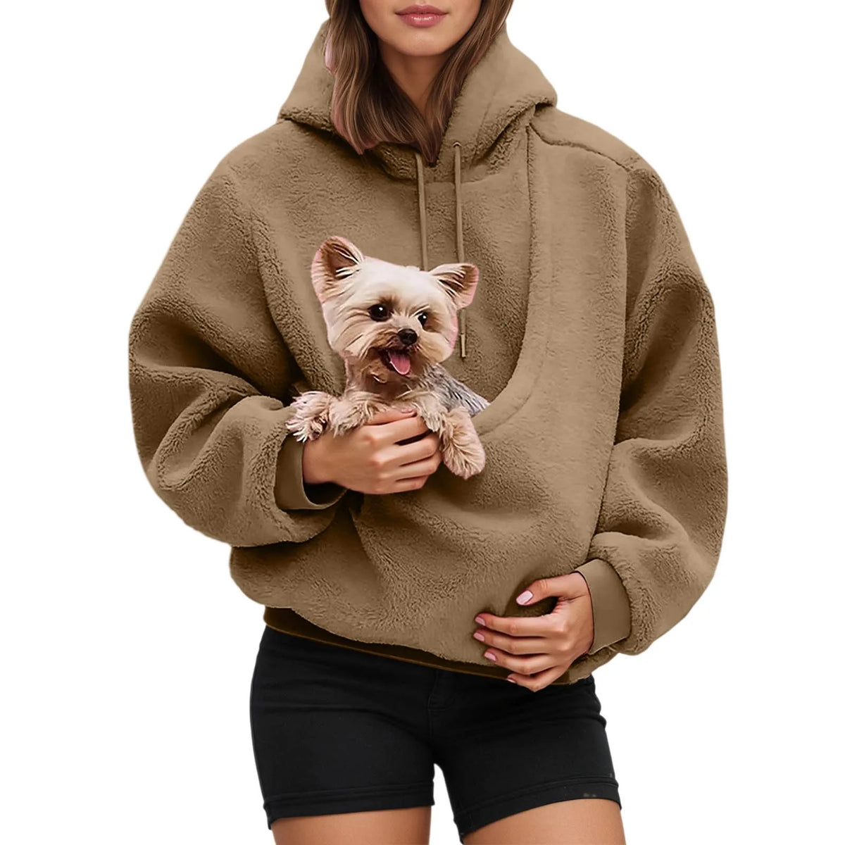 Pocket Style Pet in Plush Loose Fitting Hooded Sweatshirt for Men a Nd Women New Fashion Solid Color Comforatble Hoodie 2025