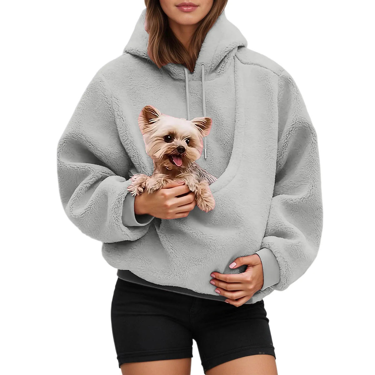 Pocket Style Pet in Plush Loose Fitting Hooded Sweatshirt for Men a Nd Women New Fashion Solid Color Comforatble Hoodie 2025