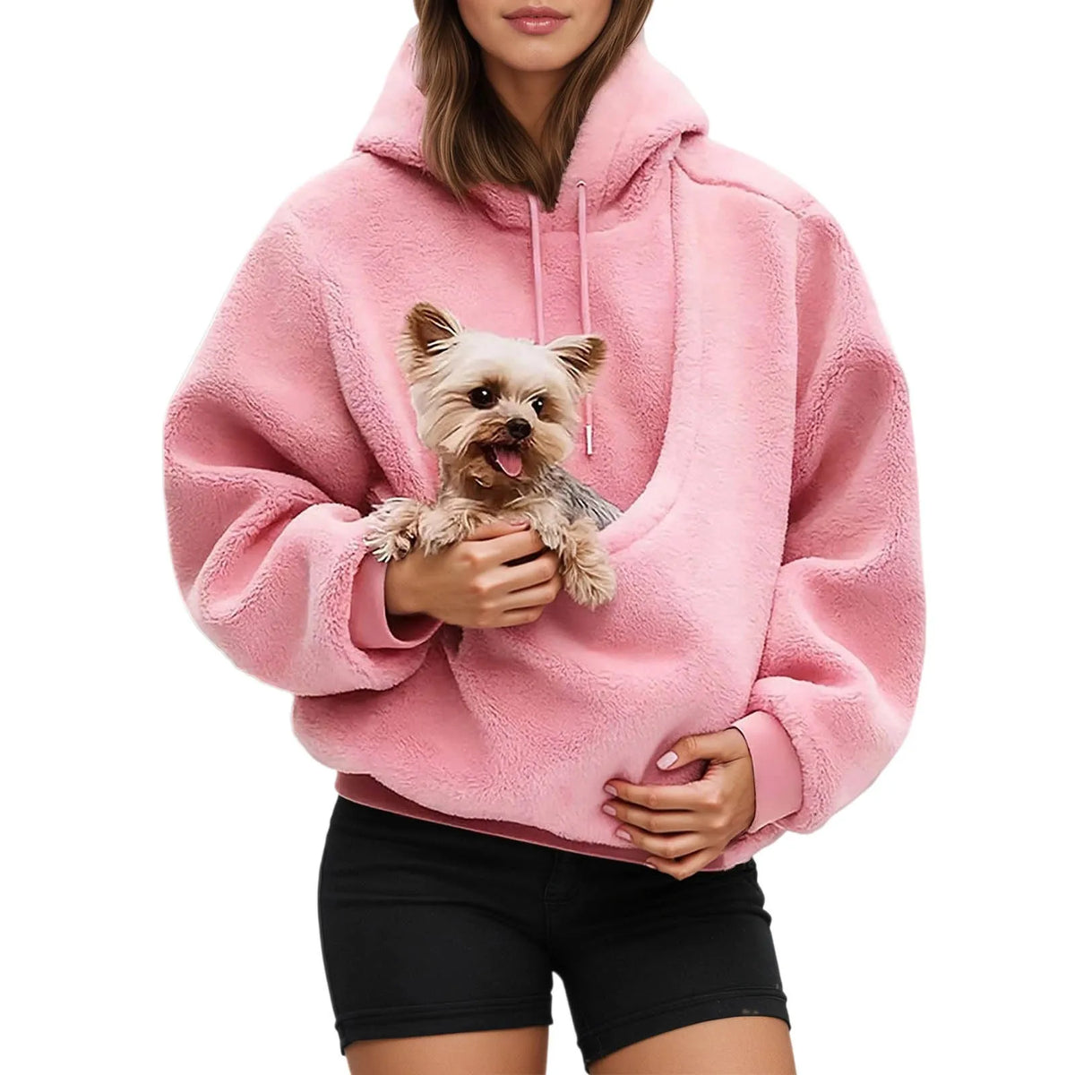 Pocket Style Pet in Plush Loose Fitting Hooded Sweatshirt for Men a Nd Women New Fashion Solid Color Comforatble Hoodie 2025