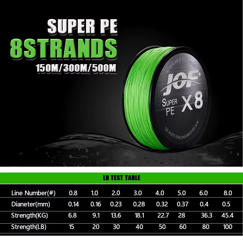 150M-500M 8 Strand Braided Outdoor Fishing Line Sea Fishing Ice Fishing River Fishing Rock Fishing Fishing Gear 20-100LB X8