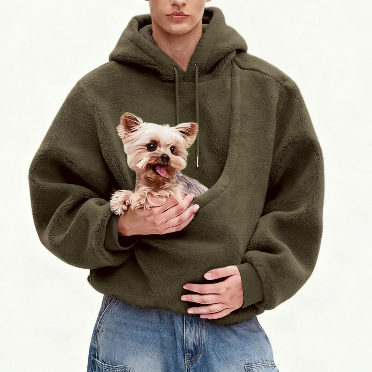 Pocket Style Pet in Plush Loose Fitting Hooded Sweatshirt for Men a Nd Women New Fashion Solid Color Comforatble Hoodie 2025