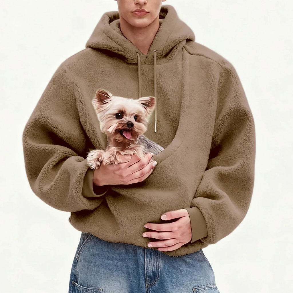 Pocket Style Pet in Plush Loose Fitting Hooded Sweatshirt for Men a Nd Women New Fashion Solid Color Comforatble Hoodie 2025