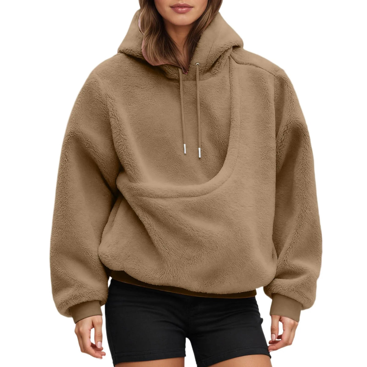 Pocket Style Pet in Plush Loose Fitting Hooded Sweatshirt for Men a Nd Women New Fashion Solid Color Comforatble Hoodie 2025