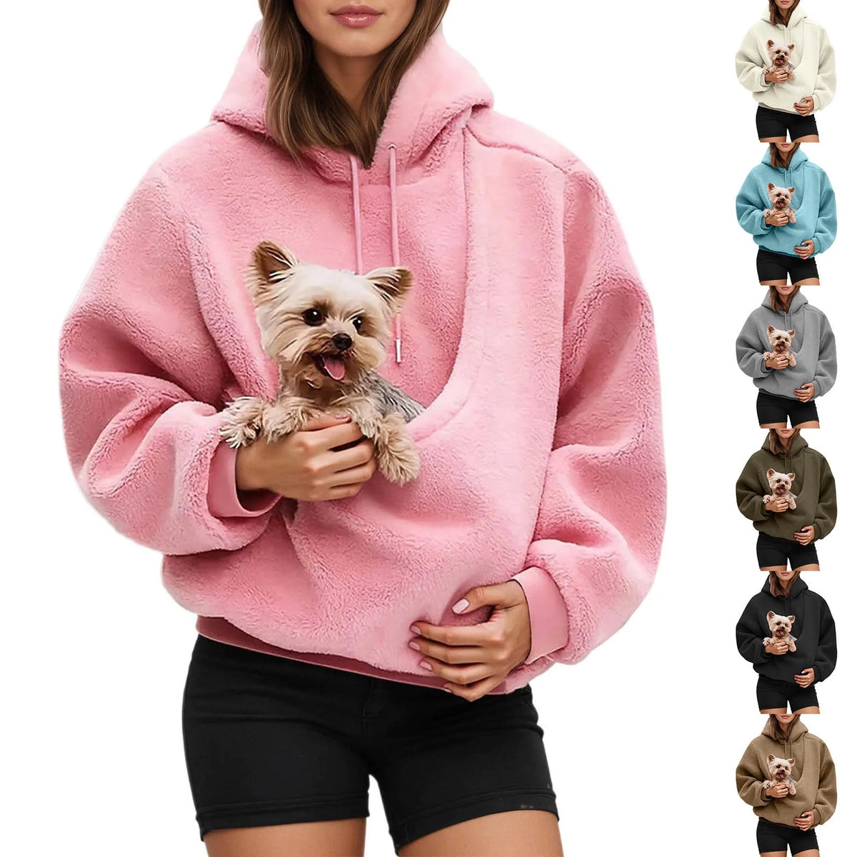 Pocket Style Pet in Plush Loose Fitting Hooded Sweatshirt for Men a Nd Women New Fashion Solid Color Comforatble Hoodie 2025