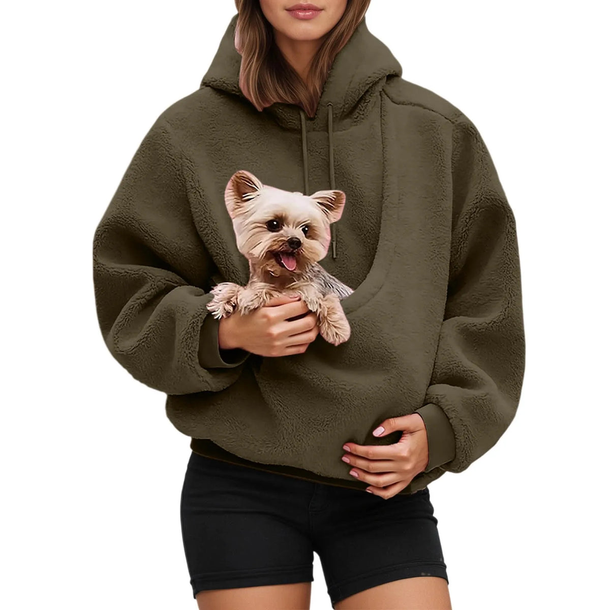 Pocket Style Pet in Plush Loose Fitting Hooded Sweatshirt for Men a Nd Women New Fashion Solid Color Comforatble Hoodie 2025
