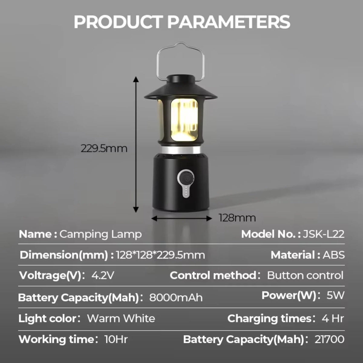 Rechargeable LED Camping Lantern – Portable Telescopic Vintage Camping Light with 8000Mah Battery