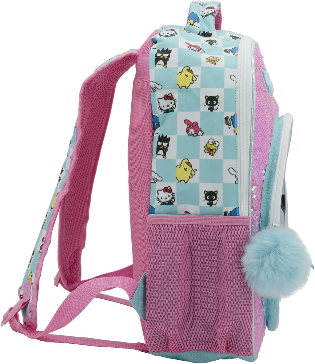 AI Accessory Innovations Hello Kitty & Friends 16" Girls Backpack, Sanrio Kawaii Flip Sequin School Bag