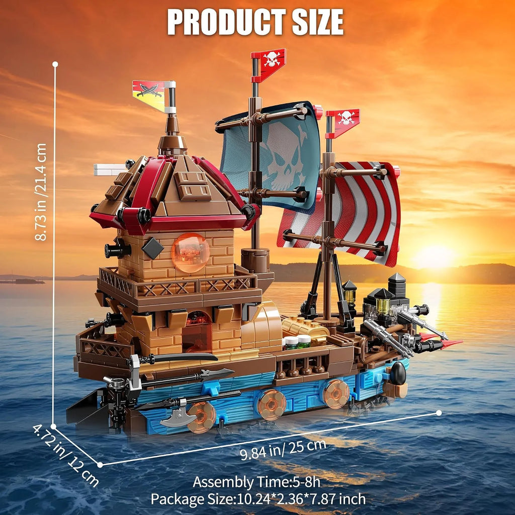 Pirate Ship Building Kit 916 Pcs with LED Lights, Creative Pirate Toy Model